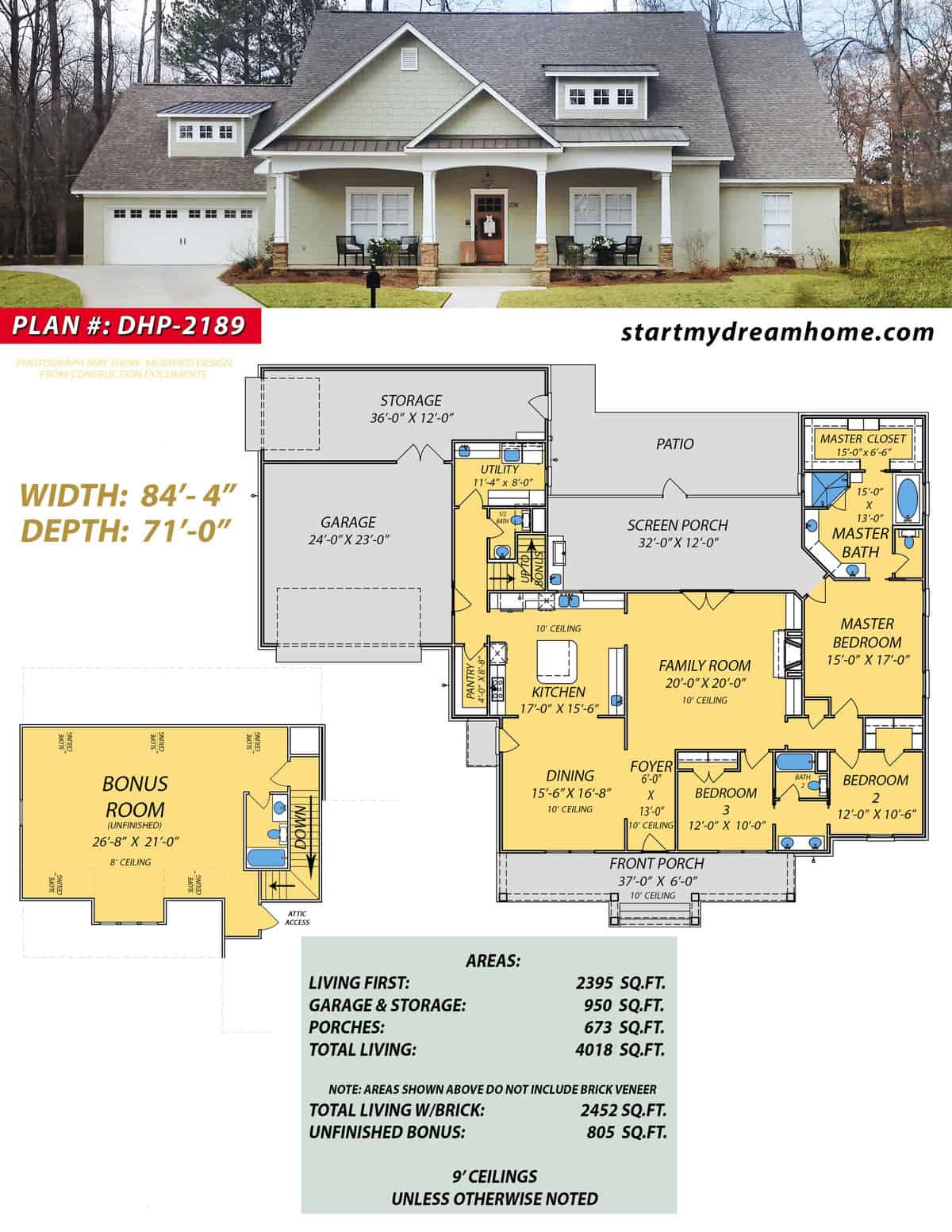 Dream Home Plan 2189 - Start My Dream Home